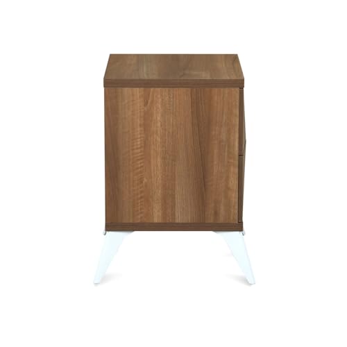 Image of Nilkamal Trixie Night Stand | Wooden Bed Side Table with 2 Drawers | Multipurpose End Table for Bedroom, Living Room | Oak