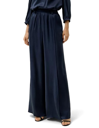 LilySilk 100% Silk Suede Wide-Leg Pants for Women Elastic Band Pleated Front Casual Dressy