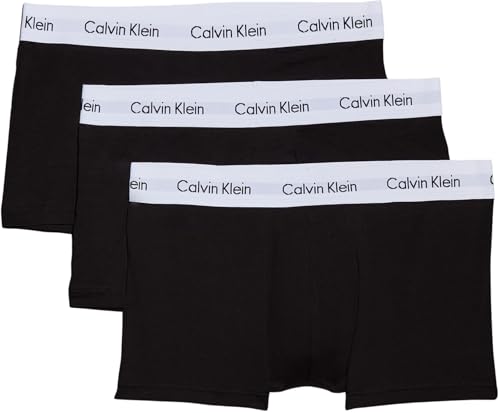 Calvin Klein Low Rise Trunk 3pk Bóxer, Negro (Black), L Hombre