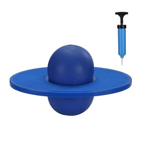 Relaxdays Pogo Ball für Kinder bis 100 kg Hüpfspielzeug Outdoor Hüpfball mit Platte Balance HBT: 25x39x28 cm blau