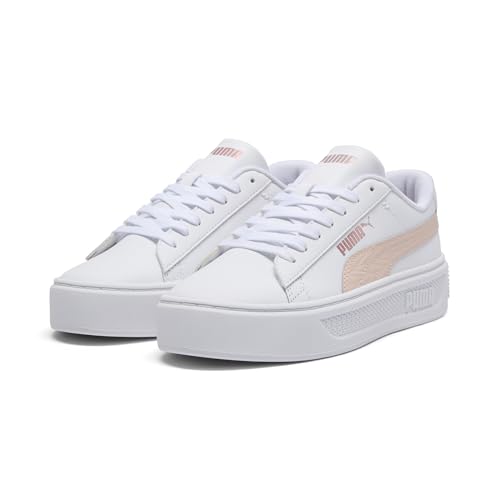 PUMA Women's Smash Platform V3 Sneaker, Maze White-Island Pink-Rose Gold, 9