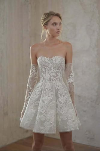 Xijun White Short Wedding Dresses for Women 2025 Mini Bridal Dress Reception Gowns for Bride with Sleeves3