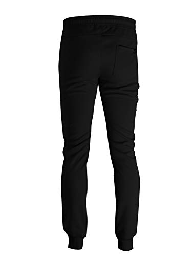 Image of Screenshot SPORTS-A4053 Mens Premium Slim French Terry Spandex Fleece Pants - Athletic Jogger Fitness Workout Gym Zipper Pockets