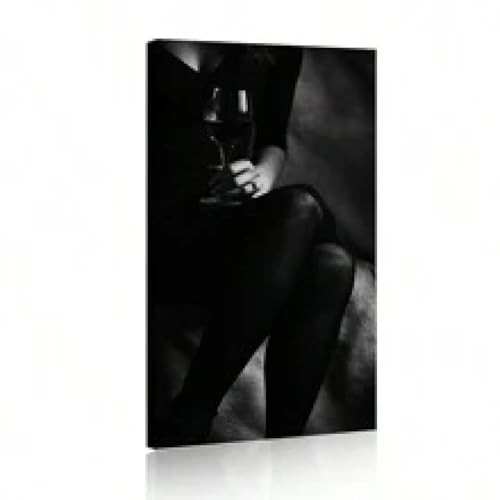 Toile avec de belles jambes de fille en impression haute définition noire 70x100cm sans cadre