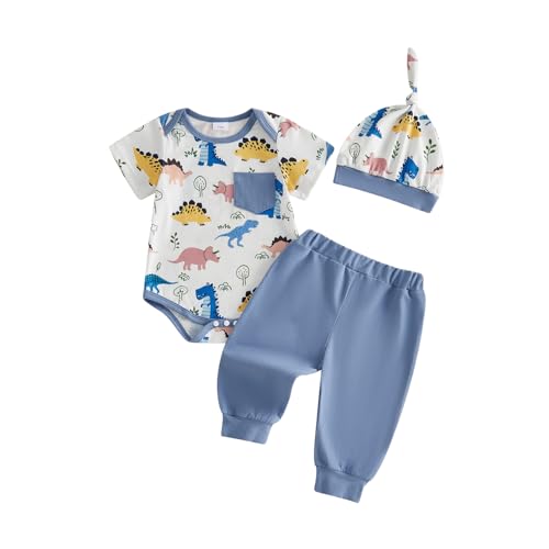 Image of Amnnchya Newborn Baby Boy Clothes Fishing Short Sleeve Romper Shirt Tops Pants Summer Spring Outfits Cute Hat Set