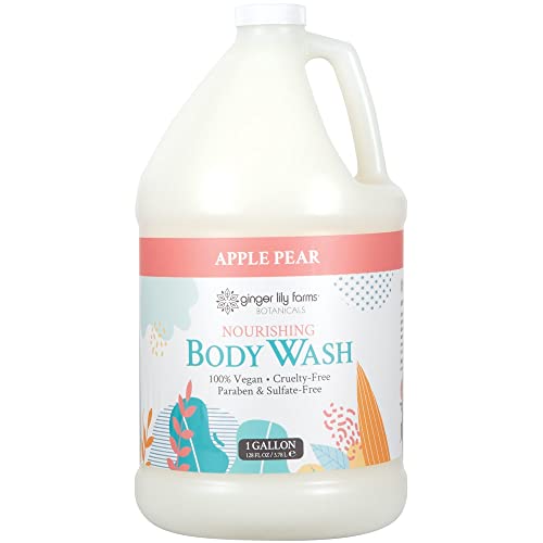 Ginger Lily Farms Botanicals Nourishing Body Wash, 100% Vegan & Cruelty-Free, Apple Pear Scent, 1 Gallon Refill (128 Fl Oz) #TOP22