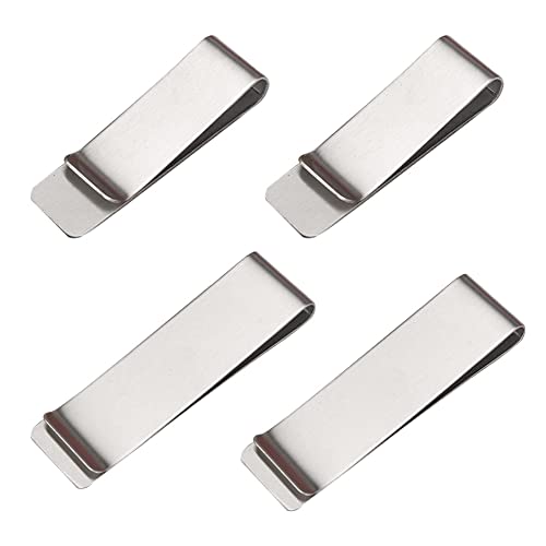 Pince à Billets Acier Inoxydable,Pince à Billets,Pince à Billets en Métal,Pince à Billets de Banque Rigide pour personnalisée Fixe Portefeuille Business Commercial Cartes Ticket Document Cadeau,4 Pcs Cover