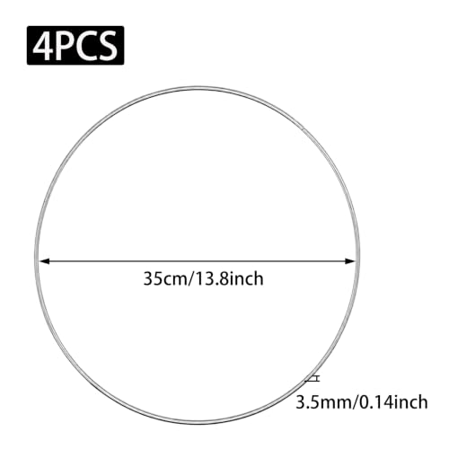 Image of Pocoxll 4 Pcs Metal Floral Hoops, Wreath Macrame Hoop Rings, Metal O Rings