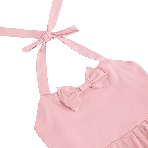 1950s Vintage Dresses for Girls Halter Dress Sleeveless Bowknot Heart Neck 4-12 Years4