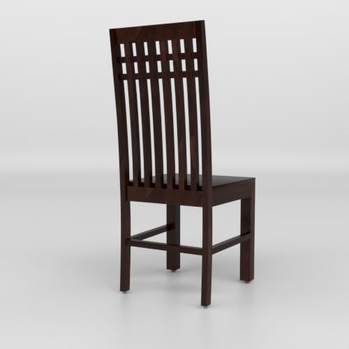 Image of Solid Sheesham Wood Dining Chair Set of 4 | Premium Wooden Dining Chairs | Elegant Vertical Slatted High Backrest | Heavy Duty Dining Table Chairs for Home, Kitchen & Dining Room