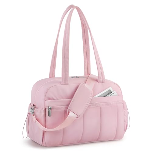 HOTUT 24L Blosa Gimnasio Mujer, Bolsa Deporte Niña Yoga con Compartimento Mojado, Bolsa de Viaje Pequeña con Correa Ajustable para Boxeo Fitness Natación Bailar（Rosa）