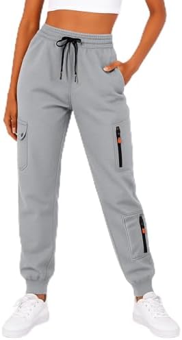 Cargo Pants Women Baggy High Waisted Drawstring Scrub Joggers Workout Athletic Gym Y2K Sweatpants with Zip Pockets
