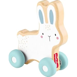 Fisher-Price Baby Toy Wooden Push-Along Bunny, Wood Vehicle for Crawling Developmental Play for Infants Ages 6+ Months