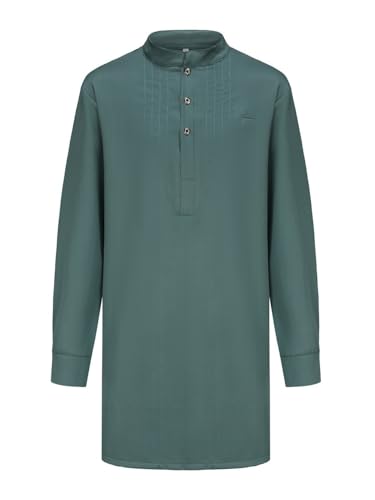 crazynekos Men's Muslim Outfit Set Long Sleeve Top Pants Suit African 2 Pcs Set Ethnic Style Traditional Tracksuit (Green,X-Large)3