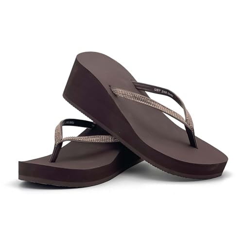 Women Platform Flip Flops Comfortable Rhinestone Wedge Sandal by xinran & shengli - Used condition - Image 3