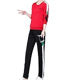 SCHUANG 2-teiliges Sportswear-Trainingsanzug-Set für Damen Full Lounge Suits Joggers Ladies Gym Wear Suits-red-M