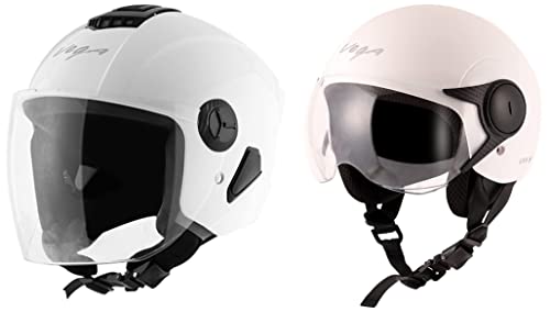 Image of Vega Aster Dx White Helmet-L & Vega Women's Atom Open Face White Helmet (Medium, White)