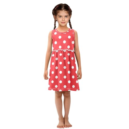 Summer Girl Dresses Polka Dot Red Sleeveless Cotton Dress Toddler Girl Outfits 2-8 T4