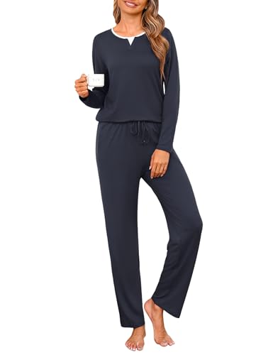 【Pigiama da Donna con Tasche】I pantaloni lunghi del pigiama da donna sono dotati di una cintura elastica con cordino e tasche laterali. Il design delle tasche è pratico e consente di riporre piccoli oggetti come telefono, fazzoletto o chiavi, rendendo la vita quotidiana più comoda.