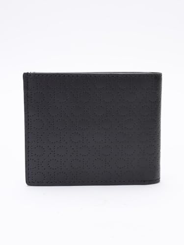 Image of Calvin Klein Solid Black Leather Bi-Fold Wallet