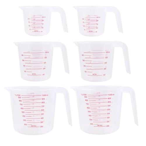 Juego de 6 vasos medidores plásticos resistentes miniatura 1