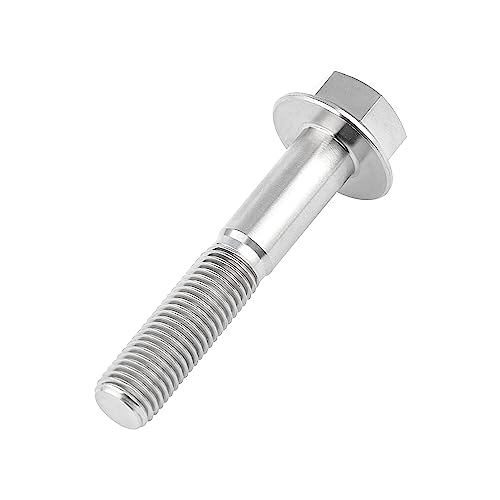 Image of Ti Screws M10 x 20 25 30 35 40 45 50 55 60 65 70 75 80 90 100mm 1.25 Pitch Titanium Flange Hex Bolt Pack of 4 (Silver, M10x55mm)