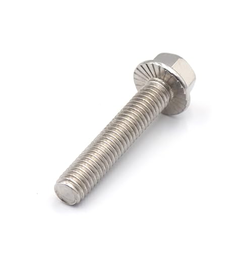 Image of cSeao 3 /8 inch-16 * 2 inch Flanged Hex Head Bolts Flange Hexagon Screws, Stainless Steel 304, DIN 6921, 10 PCS