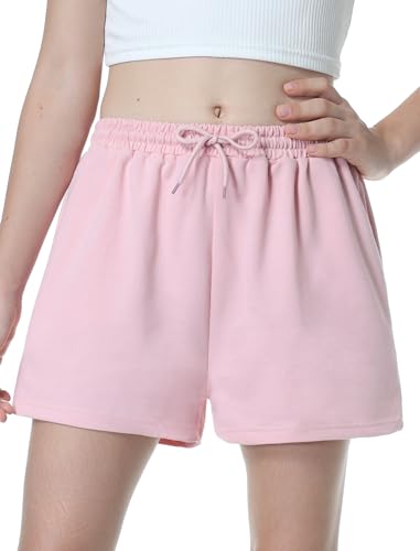 EXARUS 3 Pack Girls Plaid Shorts Sleep with Pockets Drawstring SweatShorts Elastic Waist Kids Wide Leg Summer4