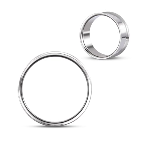 COOEAR Titanium Earrings Piercing Tunnels, 1 Pair Ear Gauges Stretchered Plugs, Steel Color Eyelet Body Jewelry.