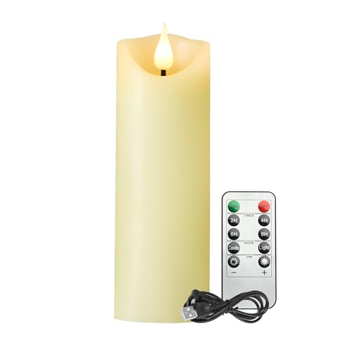 Koelaa Bougies LED Vacillante Rechargeable, Bougies Chandelier avec Télécommande, Flamme 3D Réaliste et Sécurité Sans Flamme - pour Noël, Mariage, Décoration Maison, Fête, Église-5.3 * 16cm