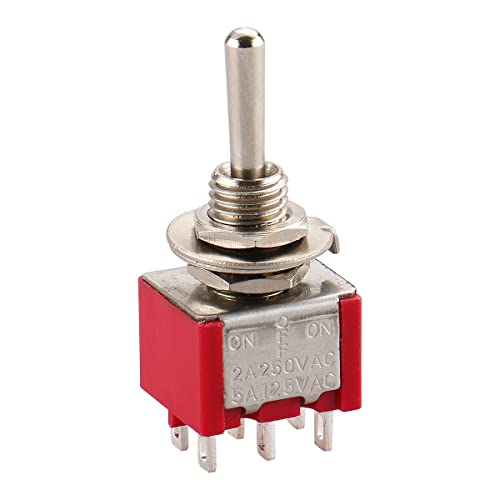 Baomain Toggle Switch MTS-223 DPDT Momentary (ON)-Off-(ON) 3 Files 6 Feet 5A 125VAC 2A 250VAC 10PCS