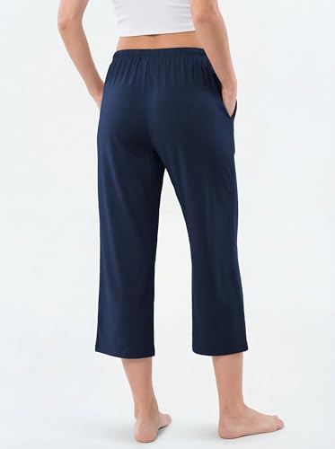 Image of Sexy Basics Women's Capri Lounge Pants | Stretch Comfort Soft Bottoms | Drawstring & Pockets | Multi Packs & Colors