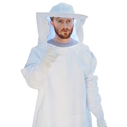 Professional Beekeeping Suit Jacket Pull Over with Fencing Veil Hood for Beginner
