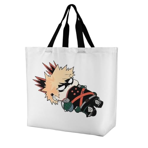 [Amiabout] ヒロアカ 爆豪勝己 トートバッグ トート エコバッグ 肩掛けバッグ 大容量 キャンバス 買い物バッグ ショルダーバッグ 軽量 おしゃれ かわいい キャラクター グッズ 人気 通勤通学 学生のサムネイル