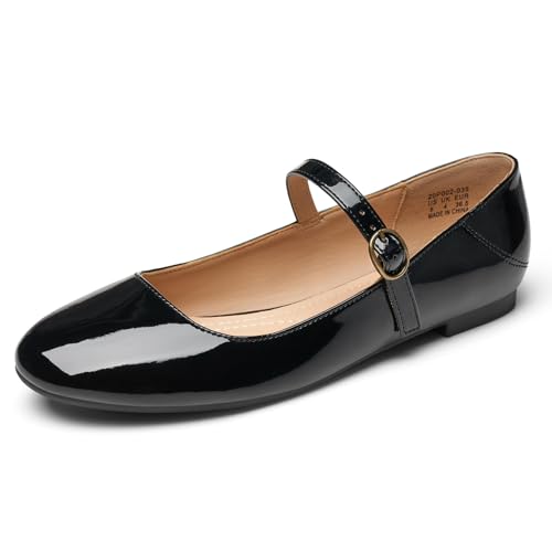 Image of Rekayla Flats for Women Mary Jane Shoes Women Round Toe Ballet Flats with Buckle Strap Comfortable Dress Shoes for Work Casual Daily Wear