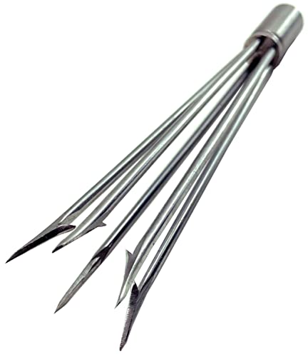 SPEARFISHING WORLD Trident Stainless Steel Multiprong Paralyzer 5 Spear Tip Harpoon Gaffs Barbed for Diving Spears Gig 6.25 inch, Ideal for Lionfish (11mm Female Threads)