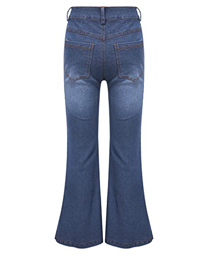 Kids Girls Gradiant Denim Pants High Waist Bell Bottoms Stylish Distressed Flare Jeans Casual Slit Hem Jeans2