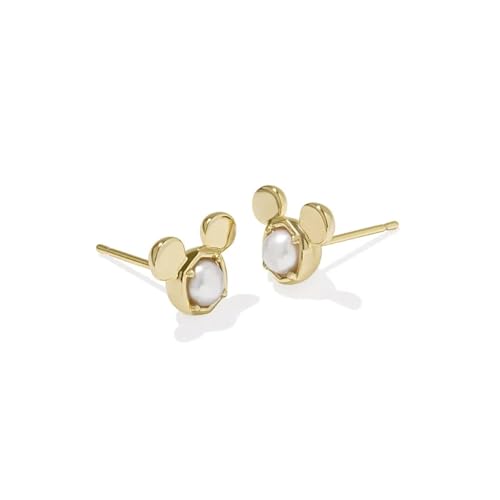 Kendra Scott x Disney 14k Gold-Plated Mickey Mouse Stud Earrings in White Pearl, Fashion Jewelry for Women