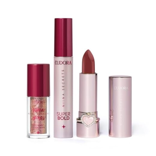 Eudora Kit Niina Secrets: Batom Cremoso Love You 3g + Delineador Crystal Brilho 3g + Máscara para Cílios Super Bold 10g