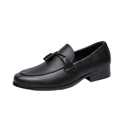 Dress Oxford Tassel Shoes for Men's Non Slip Low Top Anti-Slip Prom Wedding Pointed Toe Slip On Uniform Synthetic Pu Leather