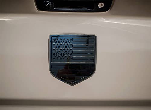 Image of American Flag Emblem Decal Badge Compatible with Dodge Ram 1500 /2500 /3500 (2009-2018, American Flag) (Black)