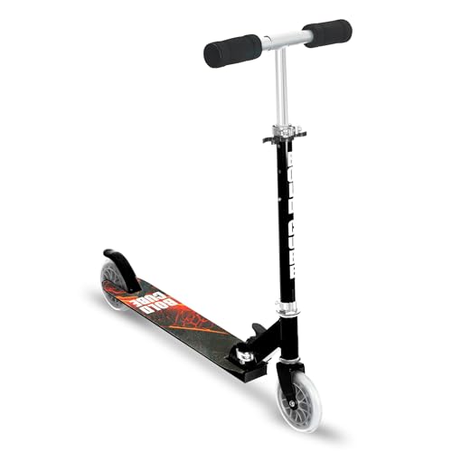 BOLDCUBE Patinete de 2 Dos Ruedas Plegable - Altura Ajustable - Aluminio Monopatín con PU Ruedas - Scooter para Ciudad Niños 5-14 Años (Negro)