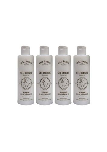 Grenadine Boutique - La Bell' Anesse - Gel Douche au Lait d'Anesse Bio et Sans Paraben - Lot de 4 Flacons de 250ml - Label Provence Nature