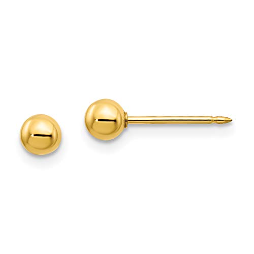 14K YELLOW GOLD BALL INVERNESS PIERCING EARRINGS IN STERILE CASE3