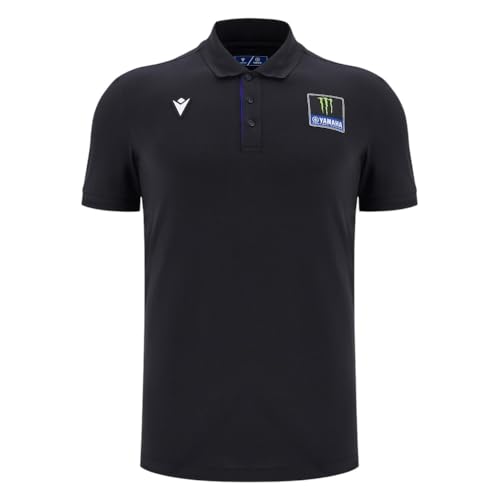 Macron Polo de Viaje réplica Hombre Monster Energy Moto GP, Negro, L