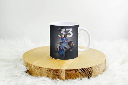 Image of Cricket Theme Coffee Mug IPL Edition - Stylish Helicopter Shot Print Cup - Gift for Cricket Fans, Boys & Friends (Hardik-1)