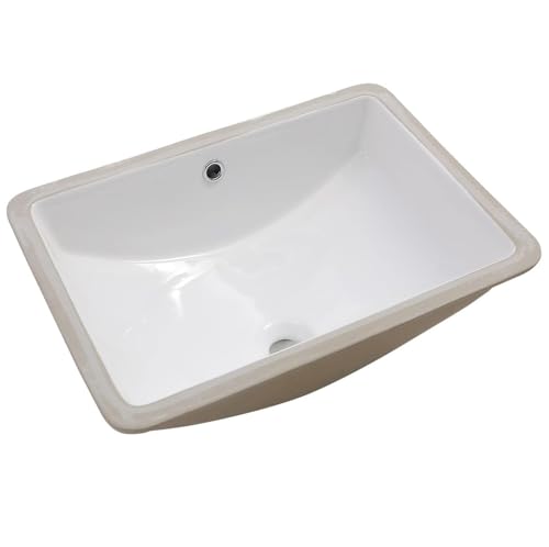 Lordear Undermount Bathroom Sink 18x14 Inch White Rectangle Porcelain Ceramic Vessel Sinks Deep Basin with Overflow Lavatory Vanity Sink Mounted Under the Counter