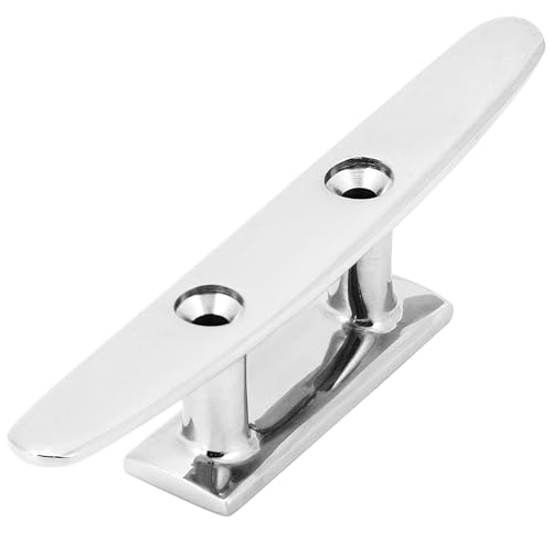 QWORK® 100mm Klampe aus Edelstahl 316, Flach mit 2-Loch, Extrem Rostfrei, Salzwasser- & UV-beständi - Festmacherklampe für Tauwerk, Seile, Fahnenmasten