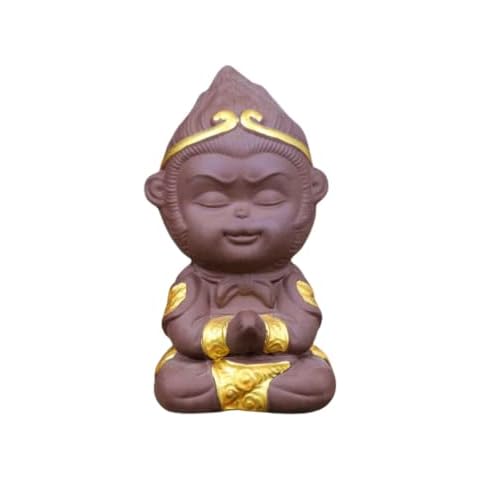 Decor statue Sculpture Ceramic Chinese Ornament Statue Sun Wookong Figurines Monkey King Ornament Tea Car Pet Home Decoration Accessories Gift Cover