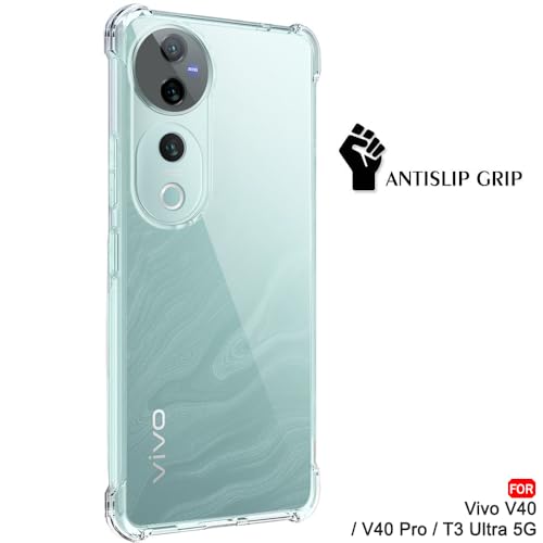 Image of TheGiftKart Crystal Clear Back Cover Case for Vivo V40 / V40 Pro / T3 Ultra 5G | Shockproof Soft TPU Case | Cushioned Edges for Ultimate Protection Back Cover Case (TPU, Transparent)